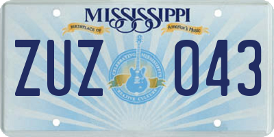 MS license plate ZUZ043