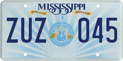 MS license plate ZUZ045