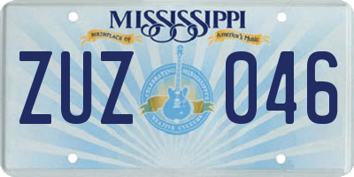 MS license plate ZUZ046