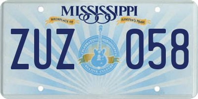 MS license plate ZUZ058
