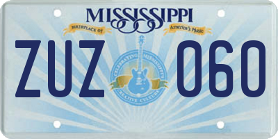 MS license plate ZUZ060