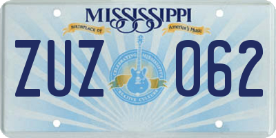 MS license plate ZUZ062