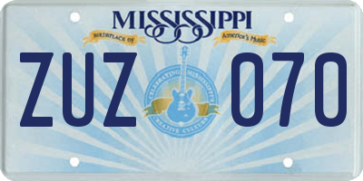 MS license plate ZUZ070