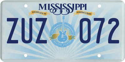 MS license plate ZUZ072