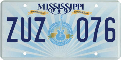 MS license plate ZUZ076