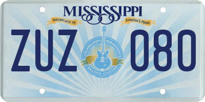 MS license plate ZUZ080