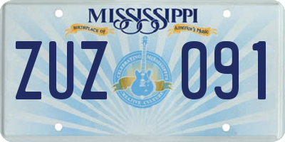 MS license plate ZUZ091