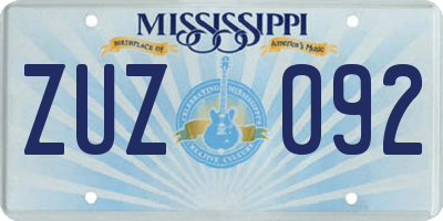 MS license plate ZUZ092