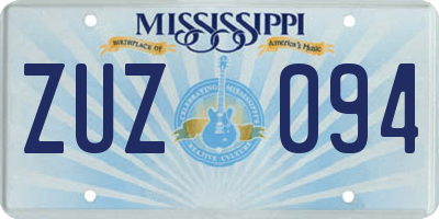 MS license plate ZUZ094