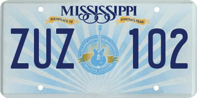MS license plate ZUZ102