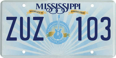 MS license plate ZUZ103