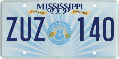 MS license plate ZUZ140