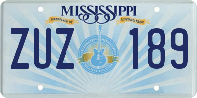 MS license plate ZUZ189