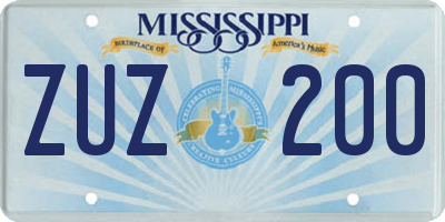 MS license plate ZUZ200