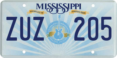 MS license plate ZUZ205