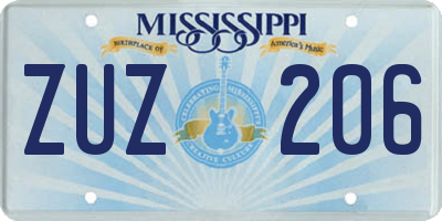 MS license plate ZUZ206