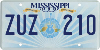 MS license plate ZUZ210