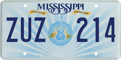 MS license plate ZUZ214