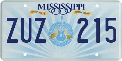 MS license plate ZUZ215