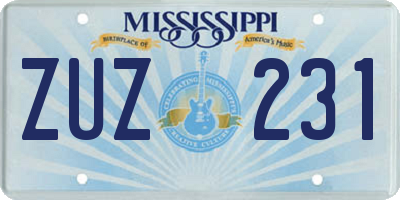 MS license plate ZUZ231