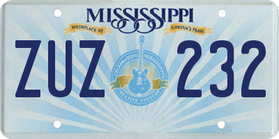 MS license plate ZUZ232