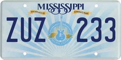 MS license plate ZUZ233