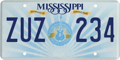 MS license plate ZUZ234
