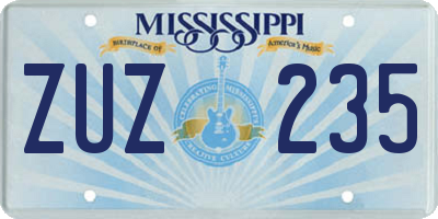 MS license plate ZUZ235