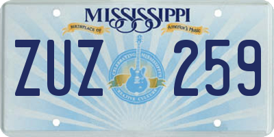 MS license plate ZUZ259