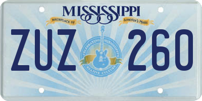 MS license plate ZUZ260