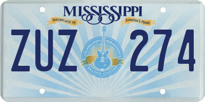MS license plate ZUZ274