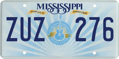 MS license plate ZUZ276