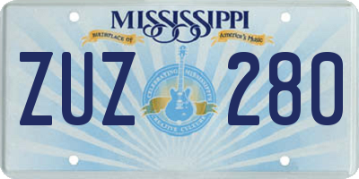 MS license plate ZUZ280