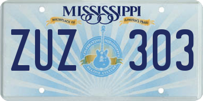 MS license plate ZUZ303