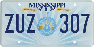 MS license plate ZUZ307