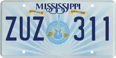 MS license plate ZUZ311