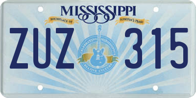 MS license plate ZUZ315