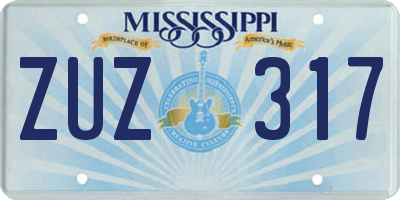 MS license plate ZUZ317