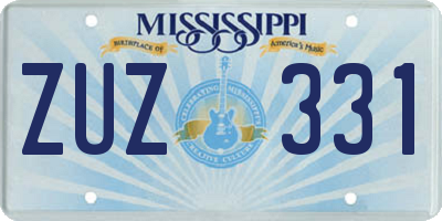 MS license plate ZUZ331