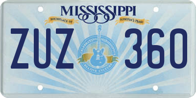 MS license plate ZUZ360