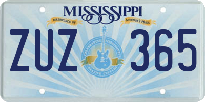MS license plate ZUZ365