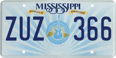 MS license plate ZUZ366