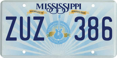MS license plate ZUZ386