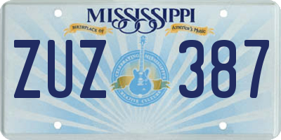 MS license plate ZUZ387