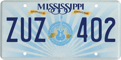 MS license plate ZUZ402