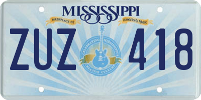 MS license plate ZUZ418