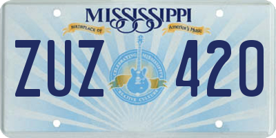 MS license plate ZUZ420