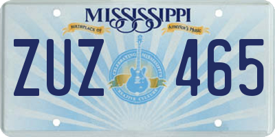 MS license plate ZUZ465