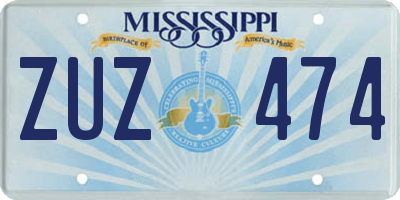 MS license plate ZUZ474