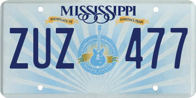 MS license plate ZUZ477